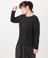 OLKAD17049 eur3(エウルキューブ) 【WEB先行販売】【大きいサイズ】Uネック長袖カットソー ブラック(94)