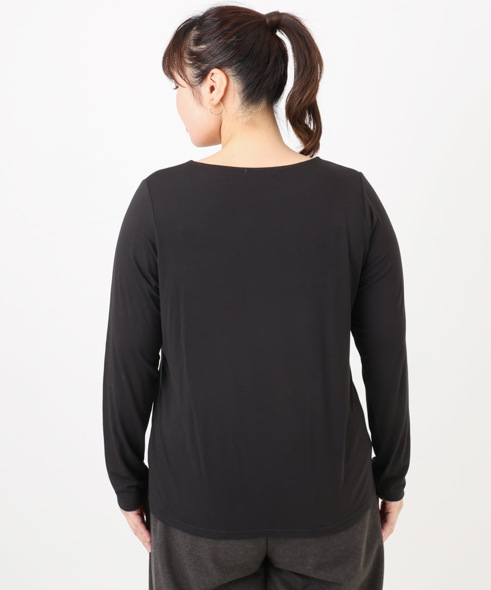 OLKAD17049 eur3(エウルキューブ) 【WEB先行販売】【大きいサイズ】Uネック長袖カットソー ブラック(94)