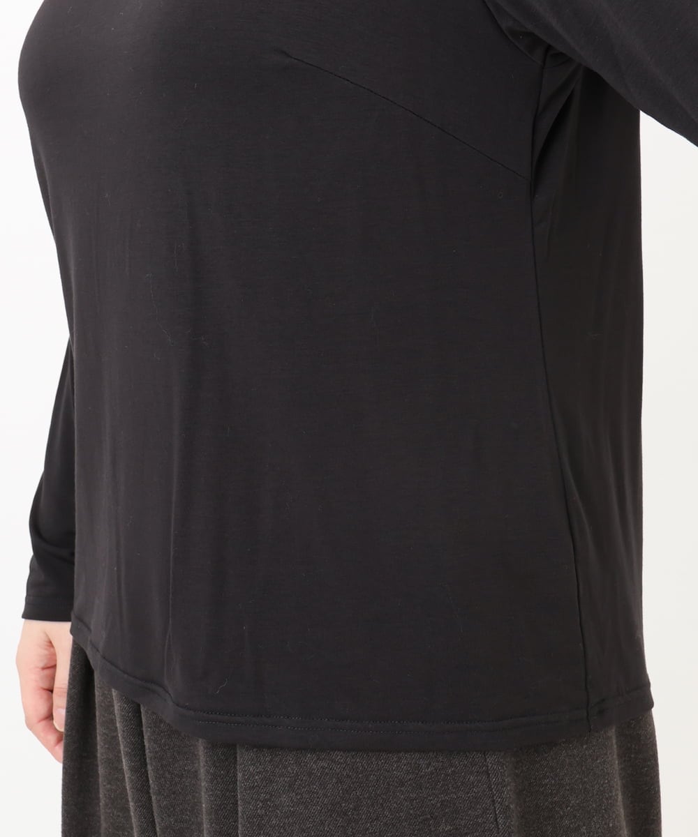 OLKAD17049 eur3(エウルキューブ) 【WEB先行販売】【大きいサイズ】Uネック長袖カットソー ブラック(94)