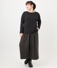 OLKAD17049 eur3(エウルキューブ) 【WEB先行販売】【大きいサイズ】Uネック長袖カットソー ブラック(94)