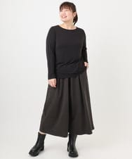 OLKAD17049 eur3(エウルキューブ) 【WEB先行販売】【大きいサイズ】Uネック長袖カットソー ブラック(94)