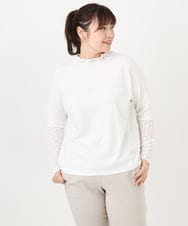 OLKAD18049 eur3(エウルキューブ) 【WEB先行販売】【大きいサイズ】ハイネックレースカットソー ホワイト(90)