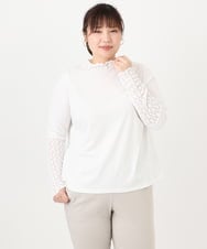 OLKAD18049 eur3(エウルキューブ) 【WEB先行販売】【大きいサイズ】ハイネックレースカットソー ホワイト(90)