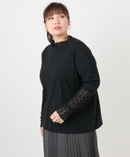 OLKAD18049 eur3(エウルキューブ) 【WEB先行販売】【大きいサイズ】ハイネックレースカットソー ブラック(94)