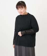 OLKAD18049 eur3(エウルキューブ) 【WEB先行販売】【大きいサイズ】ハイネックレースカットソー ブラック(94)