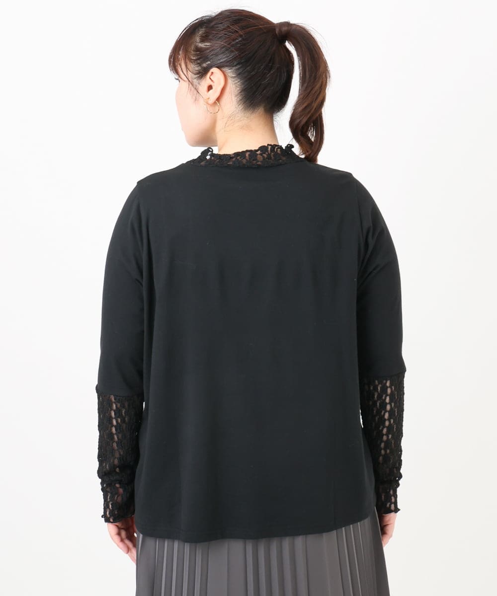OLKAD18049 eur3(エウルキューブ) 【WEB先行販売】【大きいサイズ】ハイネックレースカットソー ブラック(94)