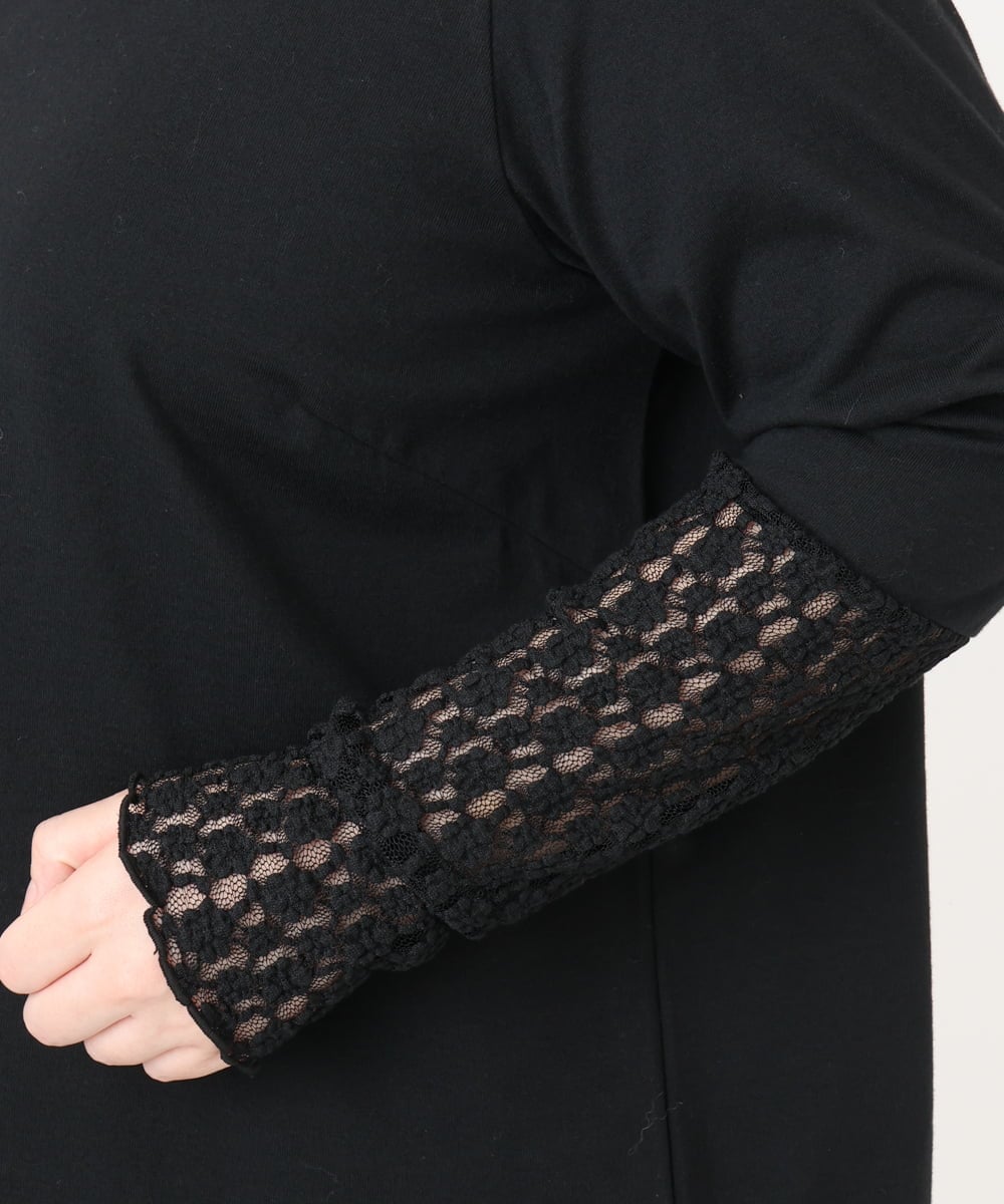 OLKAD18049 eur3(エウルキューブ) 【WEB先行販売】【大きいサイズ】ハイネックレースカットソー ブラック(94)