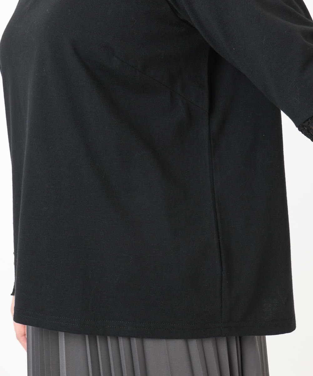 OLKAD18049 eur3(エウルキューブ) 【WEB先行販売】【大きいサイズ】ハイネックレースカットソー ブラック(94)