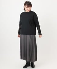 OLKAD18049 eur3(エウルキューブ) 【WEB先行販売】【大きいサイズ】ハイネックレースカットソー ブラック(94)