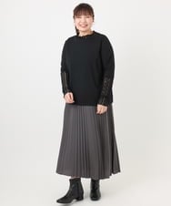 OLKAD18049 eur3(エウルキューブ) 【WEB先行販売】【大きいサイズ】ハイネックレースカットソー ブラック(94)