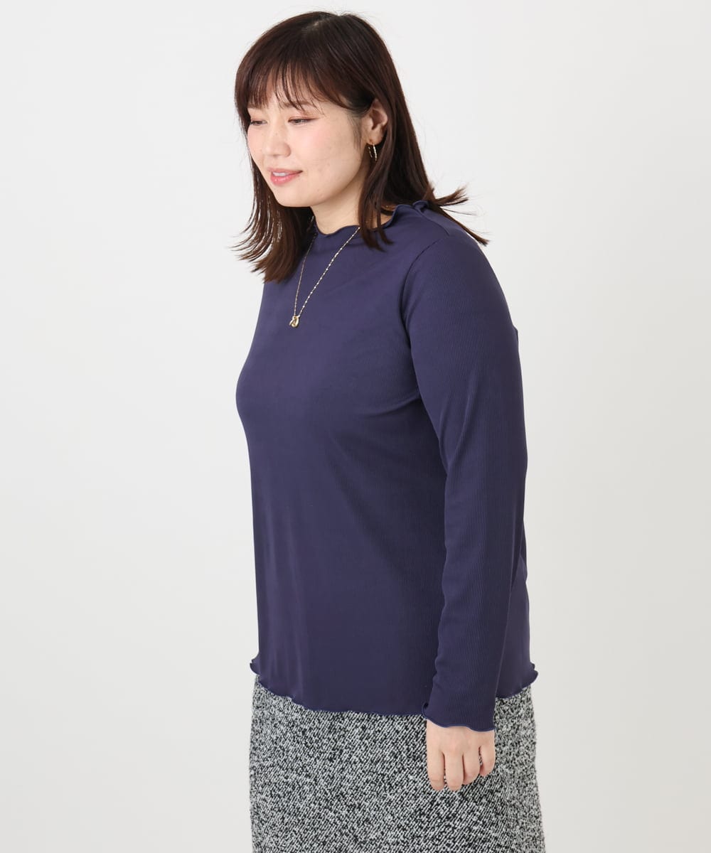 OLKAD20059 eur3(エウルキューブ) 【大きいサイズ】メローリブカットソ ネイビー(57)