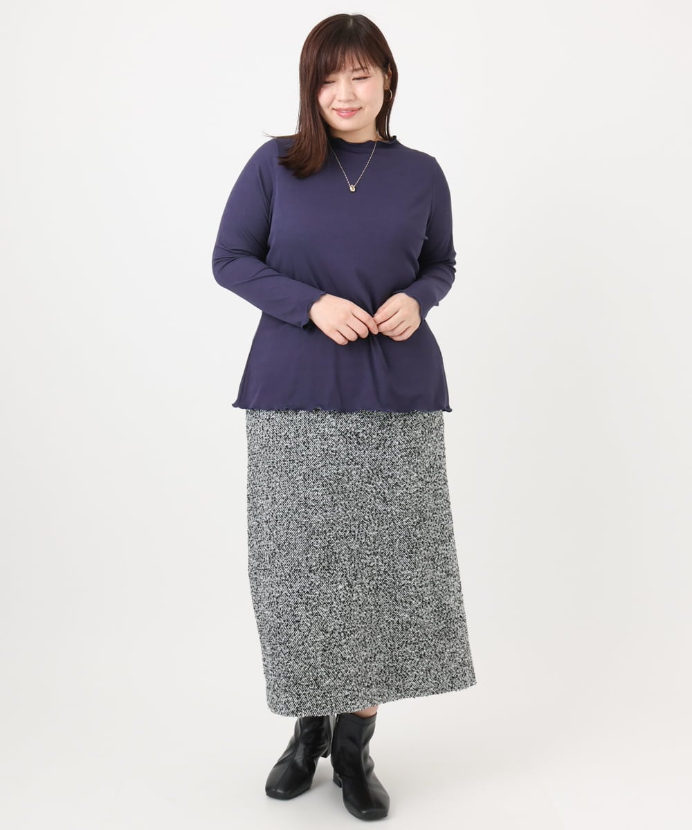 OLKAD20059 eur3(エウルキューブ) 【大きいサイズ】メローリブカットソ ネイビー(57)