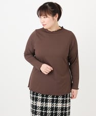 OLKAD20059 eur3(エウルキューブ) 【大きいサイズ】メローリブカットソ ダークブラウン(87)