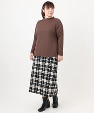 OLKAD20059 eur3(エウルキューブ) 【大きいサイズ】メローリブカットソ ダークブラウン(87)