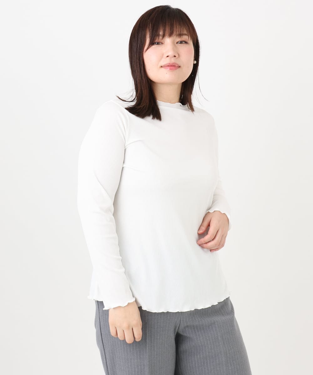 OLKAD20059 eur3(エウルキューブ) 【大きいサイズ】メローリブカットソ ホワイト(90)