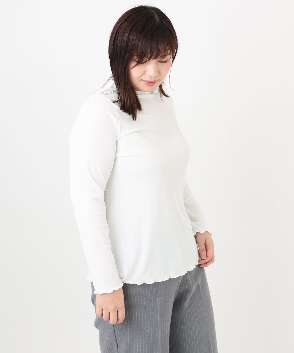 OLKAD20059 eur3(エウルキューブ) 【大きいサイズ】メローリブカットソ ホワイト(90)