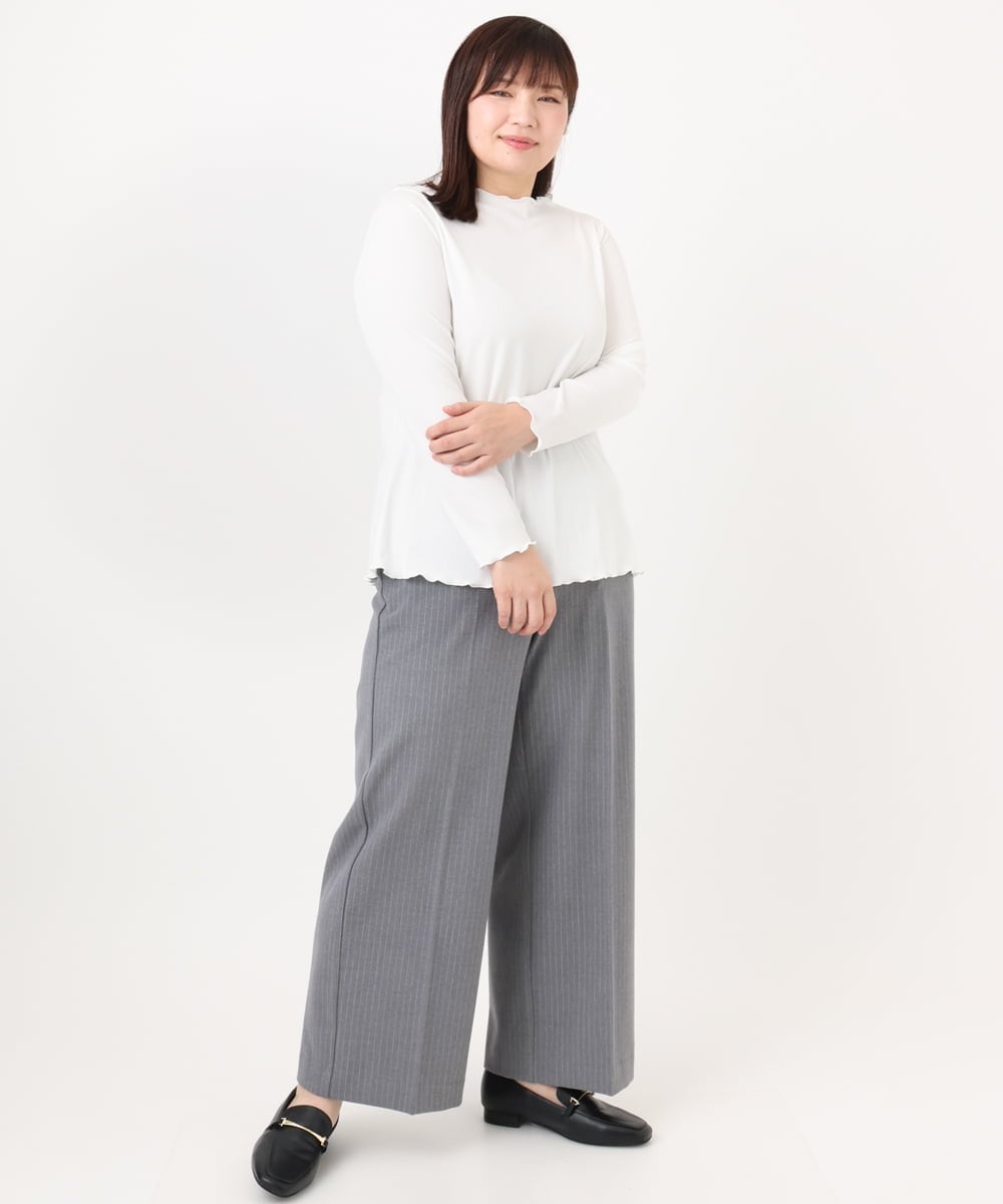 OLKAD20059 eur3(エウルキューブ) 【大きいサイズ】メローリブカットソ ホワイト(90)