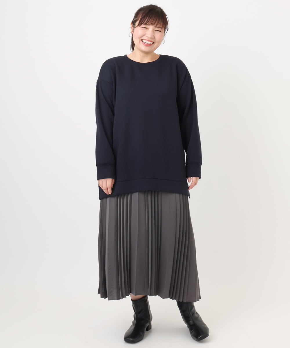 OLKAD25069 eur3(エウルキューブ) 【WEB先行販売】【大きいサイズ】もちもちジャージープルオーバー ネイビー(57)