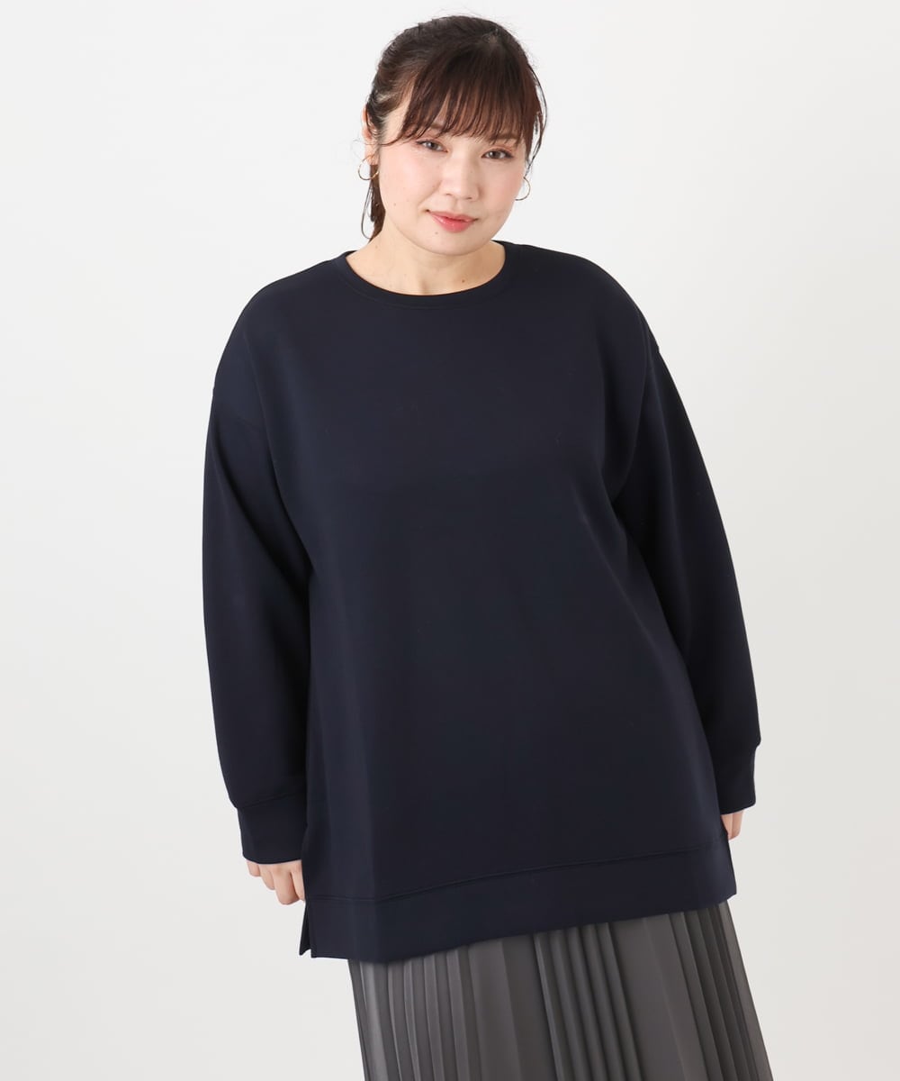 OLKAD25069 eur3(エウルキューブ) 【WEB先行販売】【大きいサイズ】もちもちジャージープルオーバー ネイビー(57)