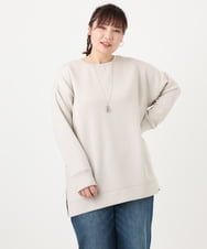 OLKAD25069 eur3(エウルキューブ) 【WEB先行販売】【大きいサイズ】もちもちジャージープルオーバー グレージュ(89)