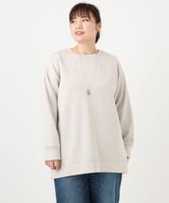 OLKAD25069 eur3(エウルキューブ) 【WEB先行販売】【大きいサイズ】もちもちジャージープルオーバー グレージュ(89)