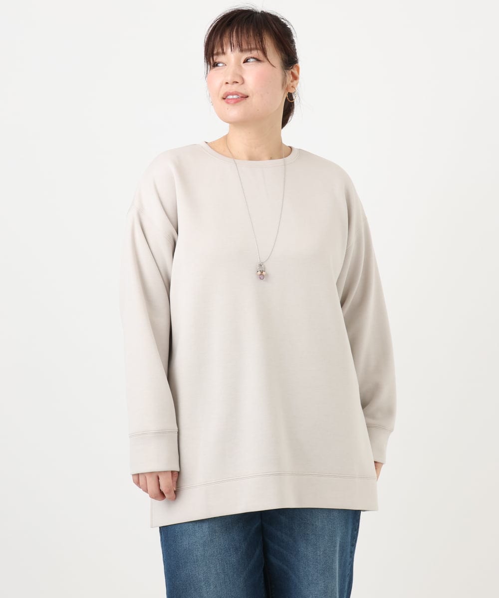 OLKAD25069 eur3(エウルキューブ) 【WEB先行販売】【大きいサイズ】もちもちジャージープルオーバー グレージュ(89)