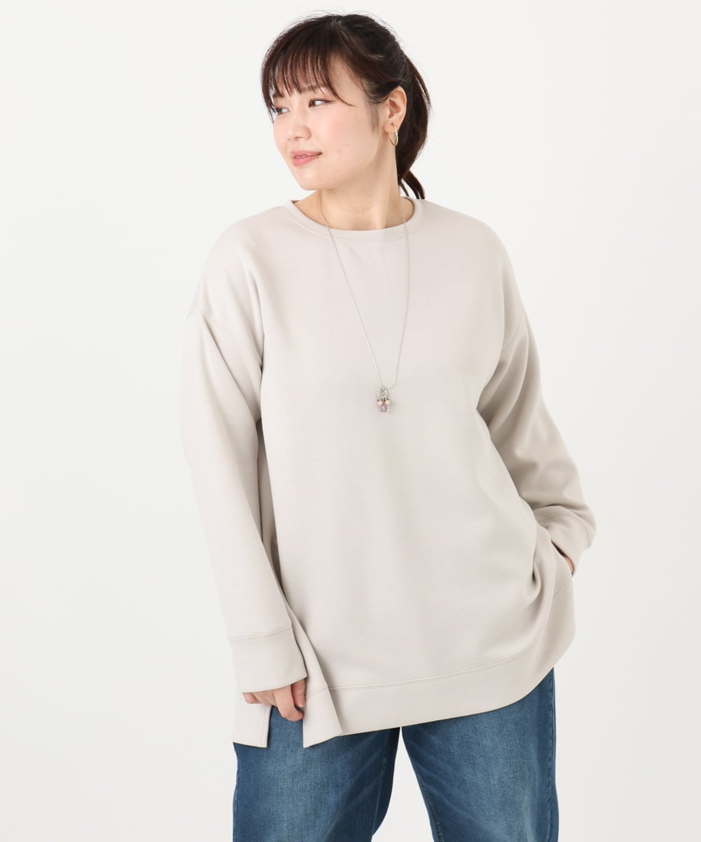 OLKAD25069 eur3(エウルキューブ) 【WEB先行販売】【大きいサイズ】もちもちジャージープルオーバー グレージュ(89)