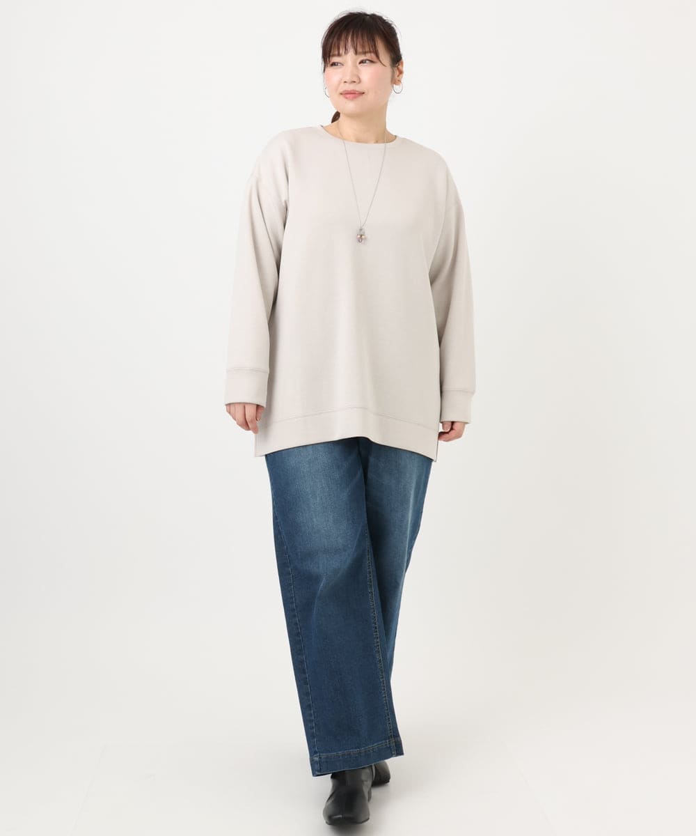 OLKAD25069 eur3(エウルキューブ) 【WEB先行販売】【大きいサイズ】もちもちジャージープルオーバー グレージュ(89)