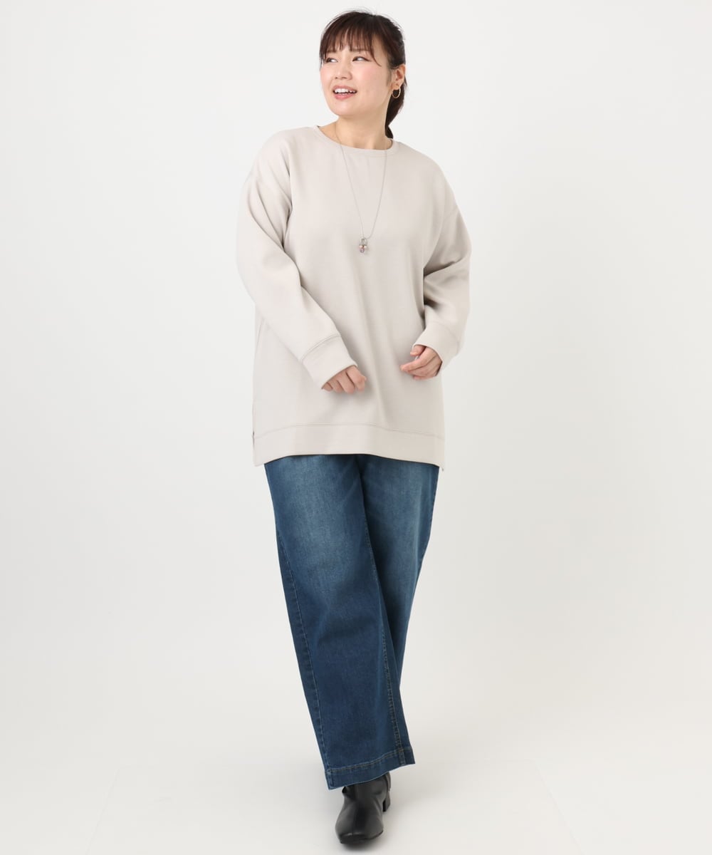 OLKAD25069 eur3(エウルキューブ) 【WEB先行販売】【大きいサイズ】もちもちジャージープルオーバー グレージュ(89)