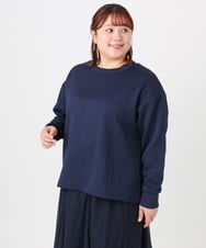 OLKAD27089 eur3(エウルキューブ) 【WEB先行販売】【大きいサイズ】フクレジャカードトップス ネイビー(57)