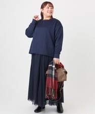 OLKAD27089 eur3(エウルキューブ) 【WEB先行販売】【大きいサイズ】フクレジャカードトップス ネイビー(57)