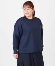 OLKAD27089 eur3(エウルキューブ) 【WEB先行販売】【大きいサイズ】フクレジャカードトップス ネイビー(57)