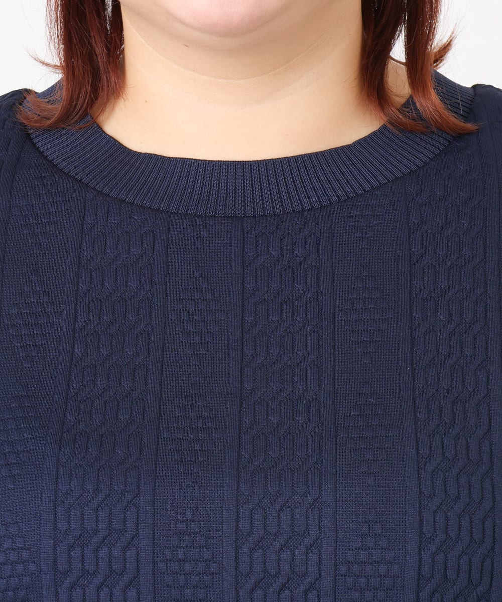 OLKAD27089 eur3(エウルキューブ) 【WEB先行販売】【大きいサイズ】フクレジャカードトップス ネイビー(57)