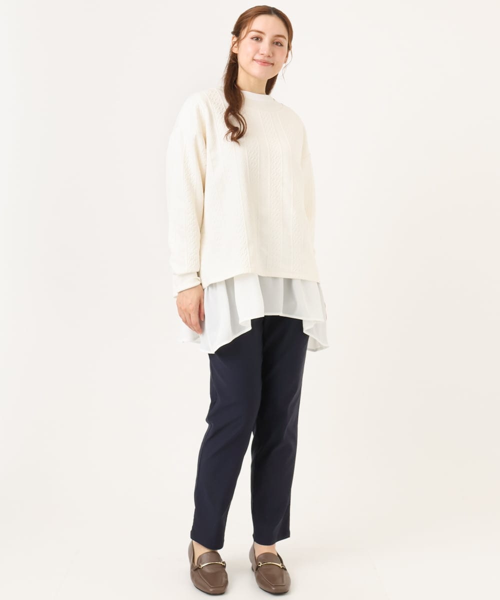 OLKAD27089 eur3(エウルキューブ) 【大きいサイズ】フクレジャカードトップス ホワイト(90)