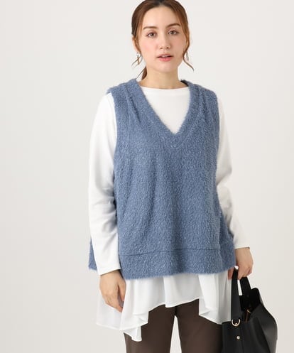 OLKAD35079 eur3 【WEB先行販売】【大きいサイズ】2wayラメシャギーベスト