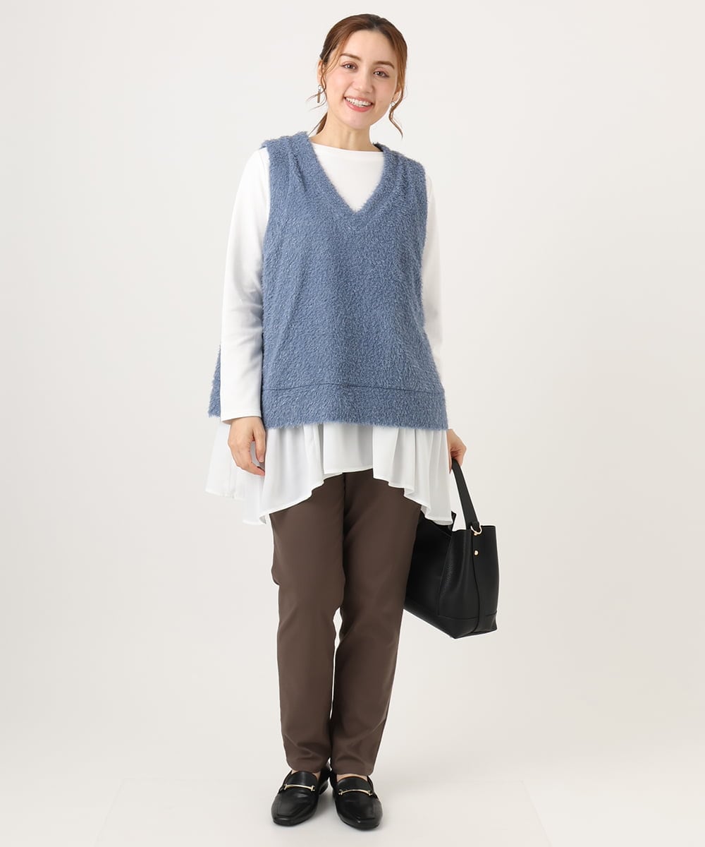 OLKAD35079 eur3(エウルキューブ) 【WEB先行販売】【大きいサイズ】2wayラメシャギーベスト ブルー(55)