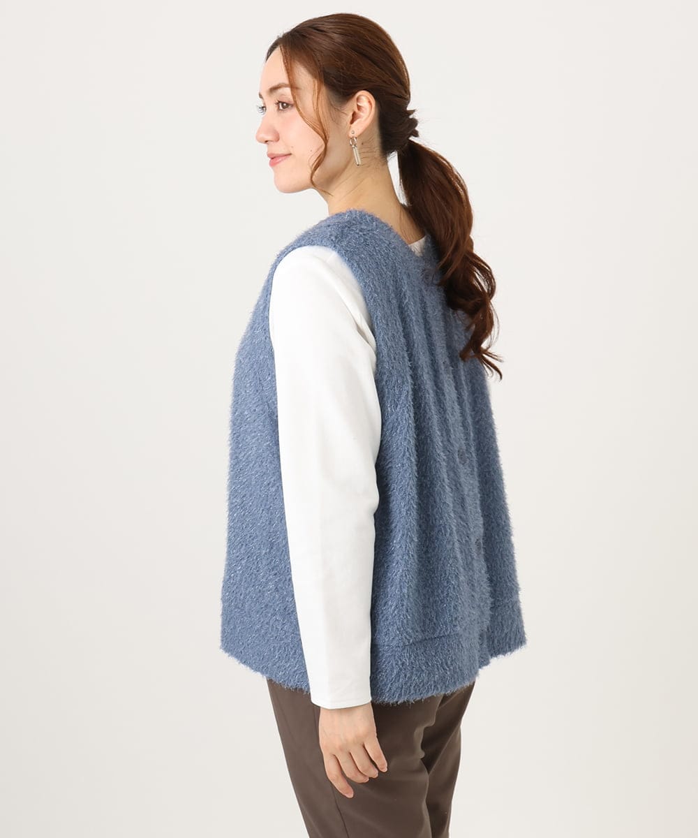 OLKAD35079 eur3(エウルキューブ) 【WEB先行販売】【大きいサイズ】2wayラメシャギーベスト ブルー(55)