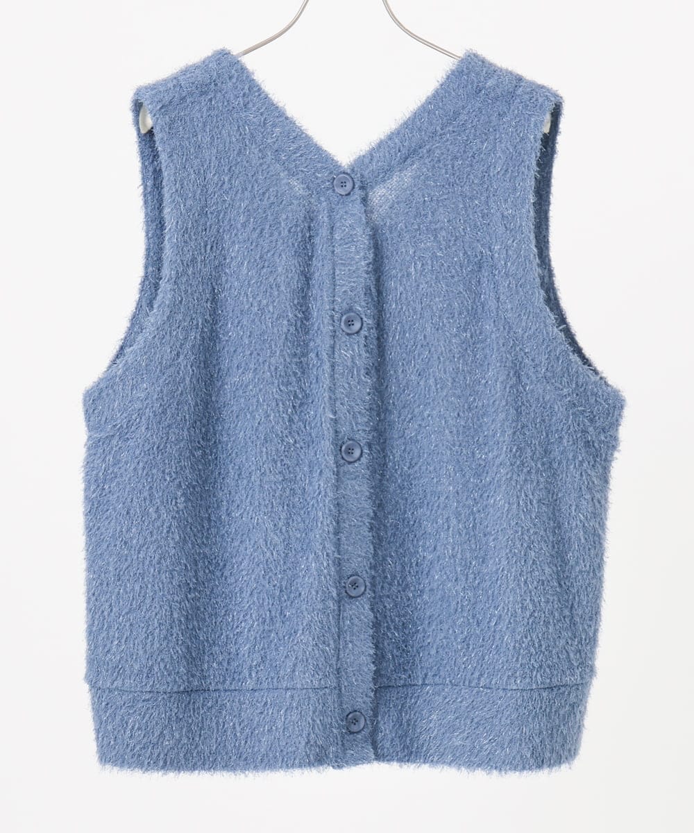 OLKAD35079 eur3(エウルキューブ) 【大きいサイズ】2wayラメシャギーベスト ブルー(55)