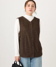 OLKAD35079 eur3(エウルキューブ) 【WEB先行販売】【大きいサイズ】2wayラメシャギーベスト ダークブラウン(87)