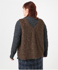 OLKAD35079 eur3(エウルキューブ) 【大きいサイズ】2wayラメシャギーベスト ダークブラウン(87)