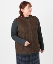 OLKAD35079 eur3(エウルキューブ) 【大きいサイズ】2wayラメシャギーベスト ダークブラウン(87)