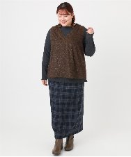 OLKAD35079 eur3(エウルキューブ) 【大きいサイズ】2wayラメシャギーベスト ダークブラウン(87)