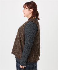 OLKAD35079 eur3(エウルキューブ) 【大きいサイズ】2wayラメシャギーベスト ダークブラウン(87)