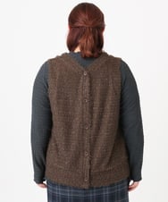 OLKAD35079 eur3(エウルキューブ) 【大きいサイズ】2wayラメシャギーベスト ダークブラウン(87)
