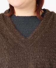 OLKAD35079 eur3(エウルキューブ) 【大きいサイズ】2wayラメシャギーベスト ダークブラウン(87)