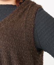 OLKAD35079 eur3(エウルキューブ) 【大きいサイズ】2wayラメシャギーベスト ダークブラウン(87)