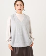 OLKAD35079 eur3(エウルキューブ) 【WEB先行販売】【大きいサイズ】2wayラメシャギーベスト ライトグレー(91)