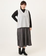 OLKAD35079 eur3(エウルキューブ) 【大きいサイズ】2wayラメシャギーベスト ライトグレー(91)
