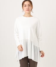 OLKAD36099 eur3(エウルキューブ) 【WEB先行販売】【大きいサイズ】異素材ドッキングカットソー ホワイト(90)