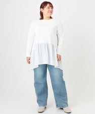 OLKAD36099 eur3(エウルキューブ) 【大きいサイズ】異素材ドッキングカットソー ホワイト(90)